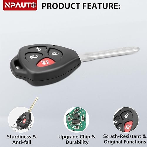 Miniatura 7 de NPAUTO Llavero de repuesto para Toyota Camry 2007 2008 2009 2010 2011, llave de automóvil con control remoto de entrada sin llave, HYQ12BBY,