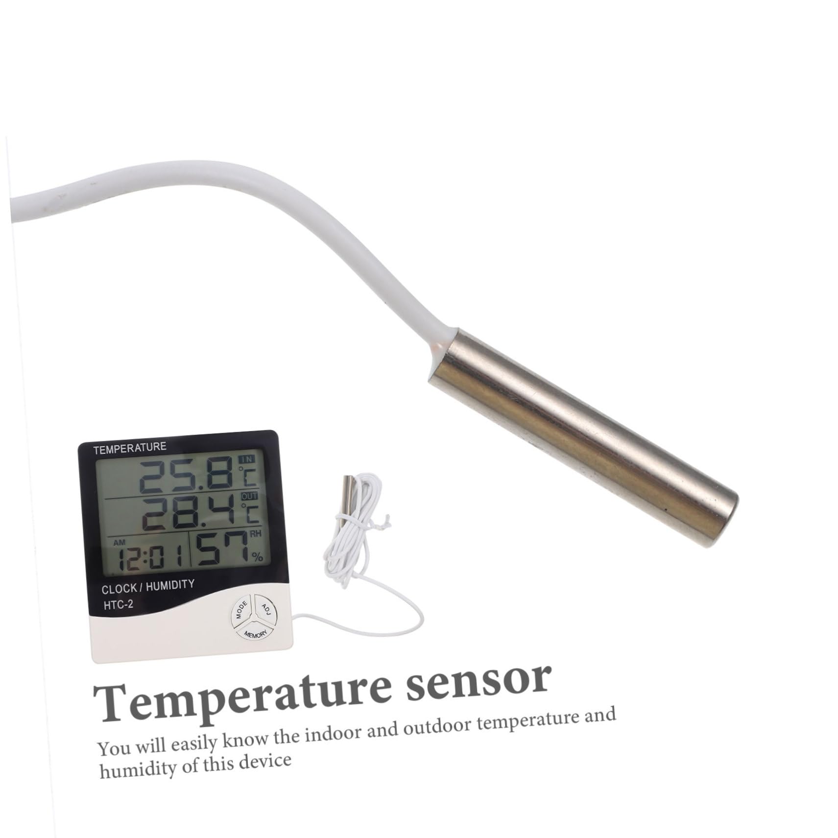 Kisangel 3piezas Digital Lcd Para Acuarios y Terrarios Sensor Externo Higrómetro Integrado Lecturas De Temperatura y Humedad Real Para Peceras y Monitoreo De Condiciones Ambientales