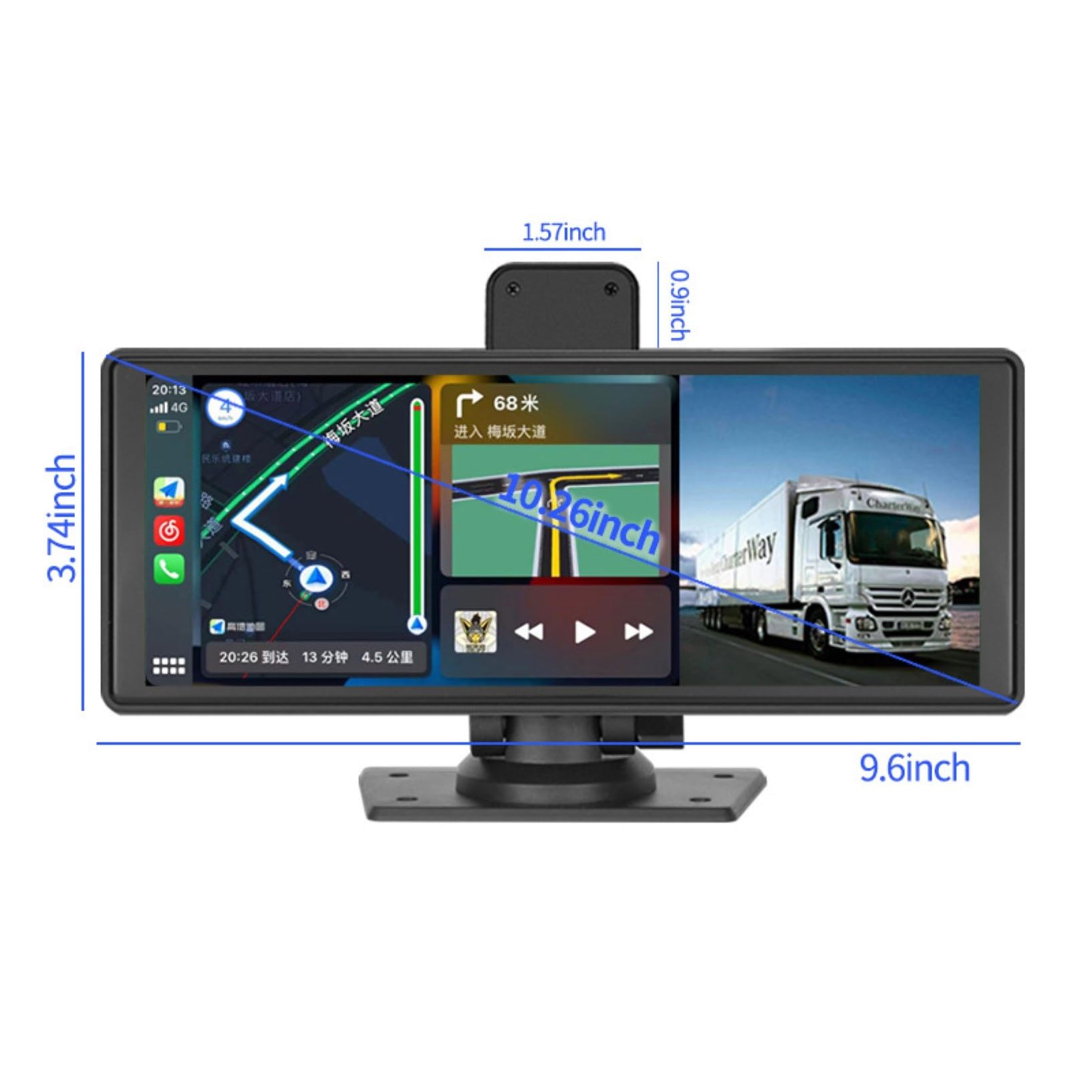 Przenośne radio samochodowe z Bluetooth i ekranem dotykowym HD 9,3", odtwarzacz multimedialny, kompatybilny z Bluetooth/GPS/Mirror Link do wszystkich pojazdów