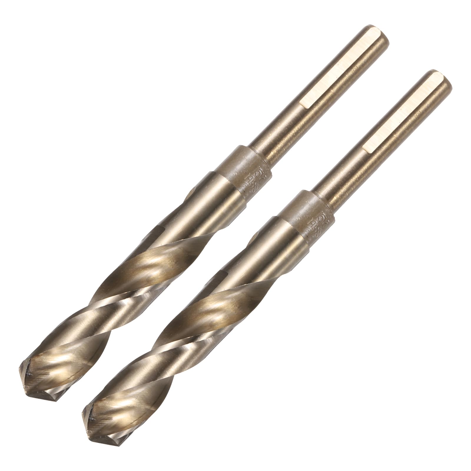 uxcell 2pcs Reduced Shank Twist Drill Bits 15.5mm Black Nitride & Gold Titanium Coated High Speed Steel 6542 with 10mm Shank for Stainless Steel Alloy