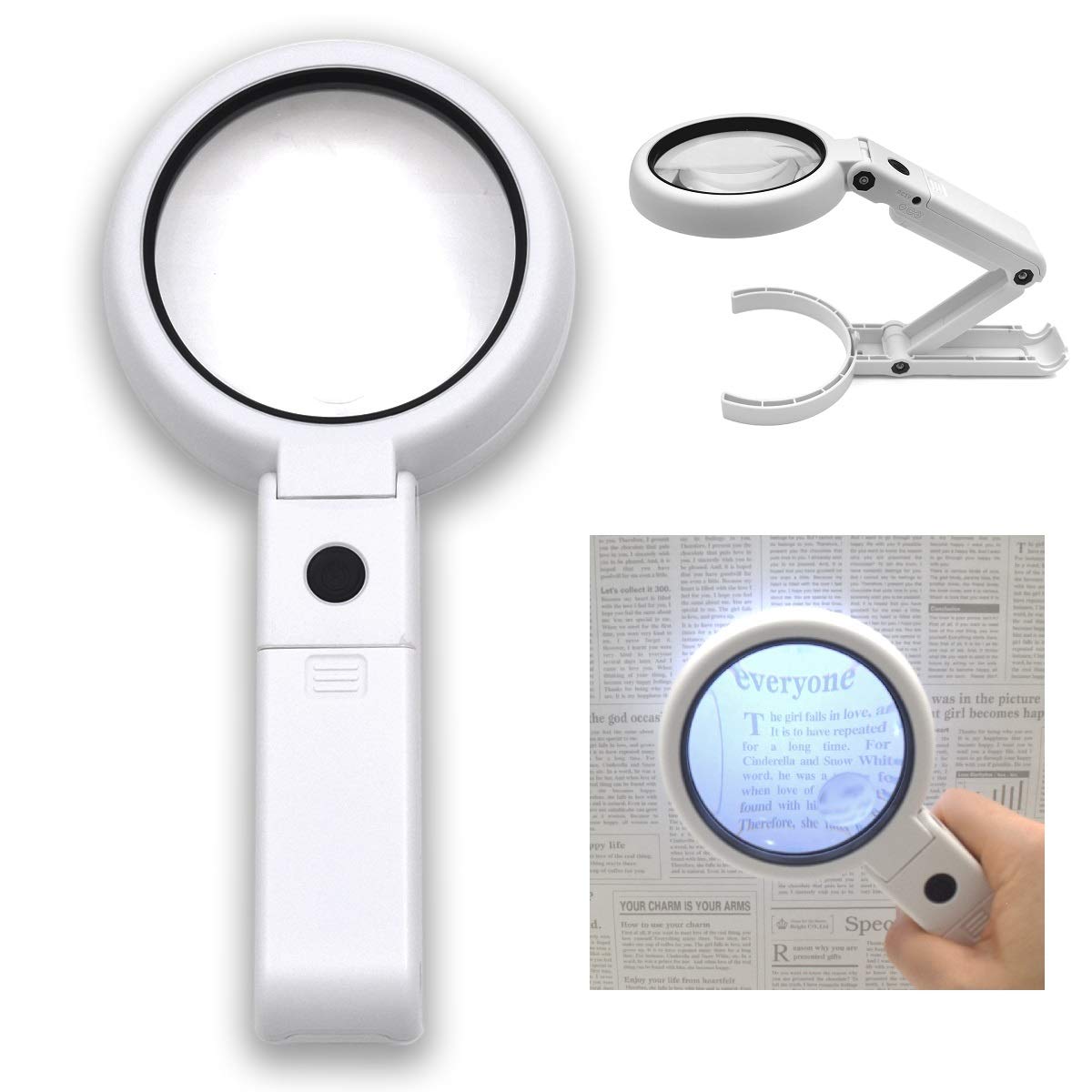 Amazon.co.jp: PLATA 拡大鏡 LEDライト付 手持ちルーペ スタンドルーペ