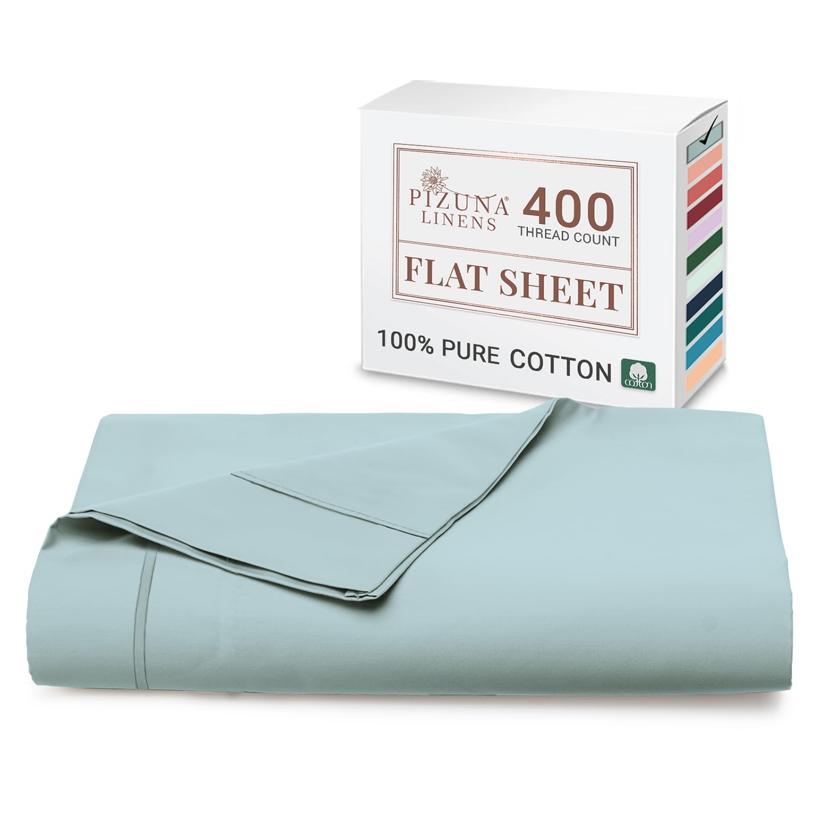 Pizuna Baby Blue Single Flat Sheet 400 Thread Count Long Staple 100% Cotton Flat Sheet Single 180X280 Cm, Soft Sateen Weave Top Sheet Single(Cotton Flat Sheet Single )