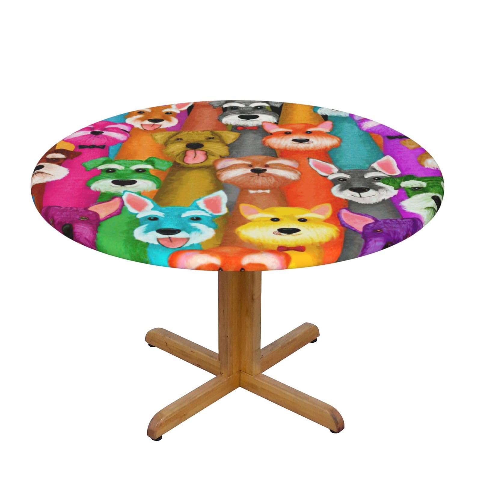 Oil Cute Schnauzer Dogs Print Wipe Clean Oval Tablecloth Stain-Resistant Dining Table Accessories Table Protector For Home