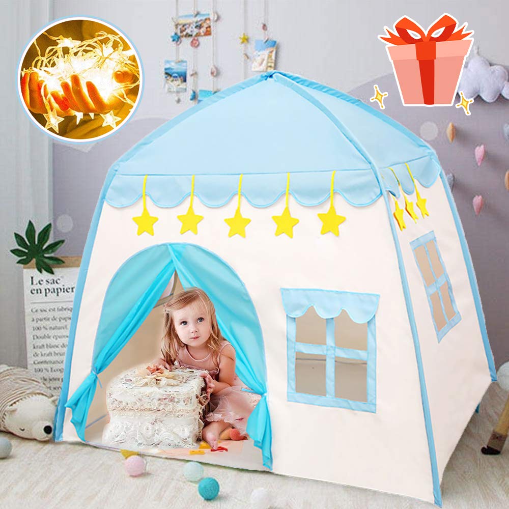 Amazon キッズテント ボールハウス 子供用テント ブルー Ledライト 飾り 収納バッグ付き 室内 組み立て式 収納簡単 誕生日 クリスマス 出産祝いプレゼントに最適 Beeways キッズテント おもちゃ