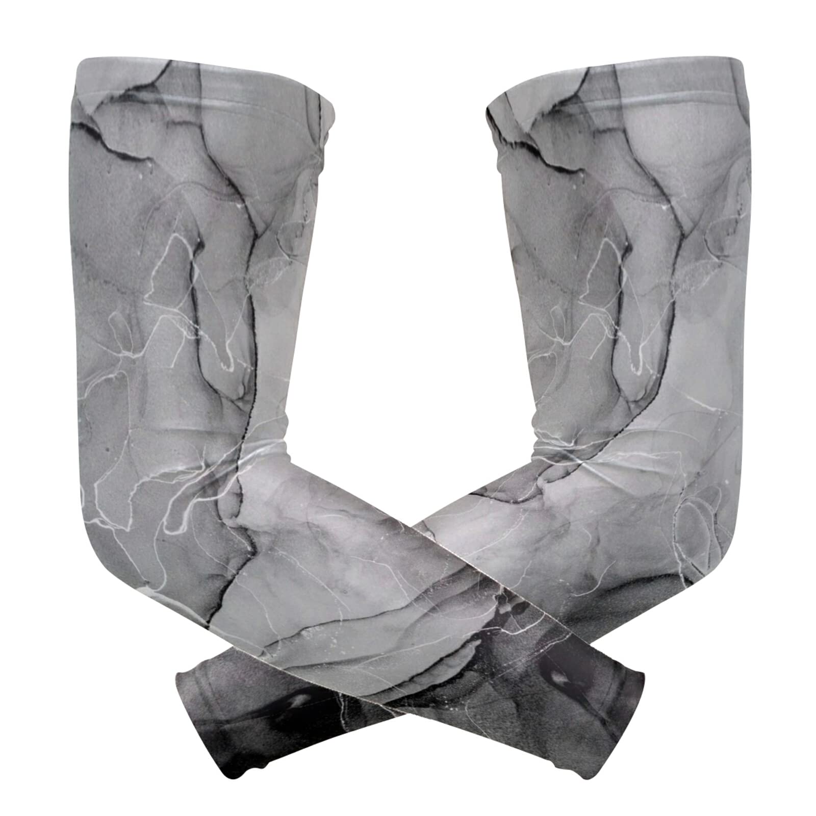 Mixing Acrylic Paints Grey Marble Texture Modern Art 1 Pair Cooling Sports Arm Sleeves, Cover Uv Sun Protection Warmer for Sports Men Women Running Golf Cycling Riding Jogging