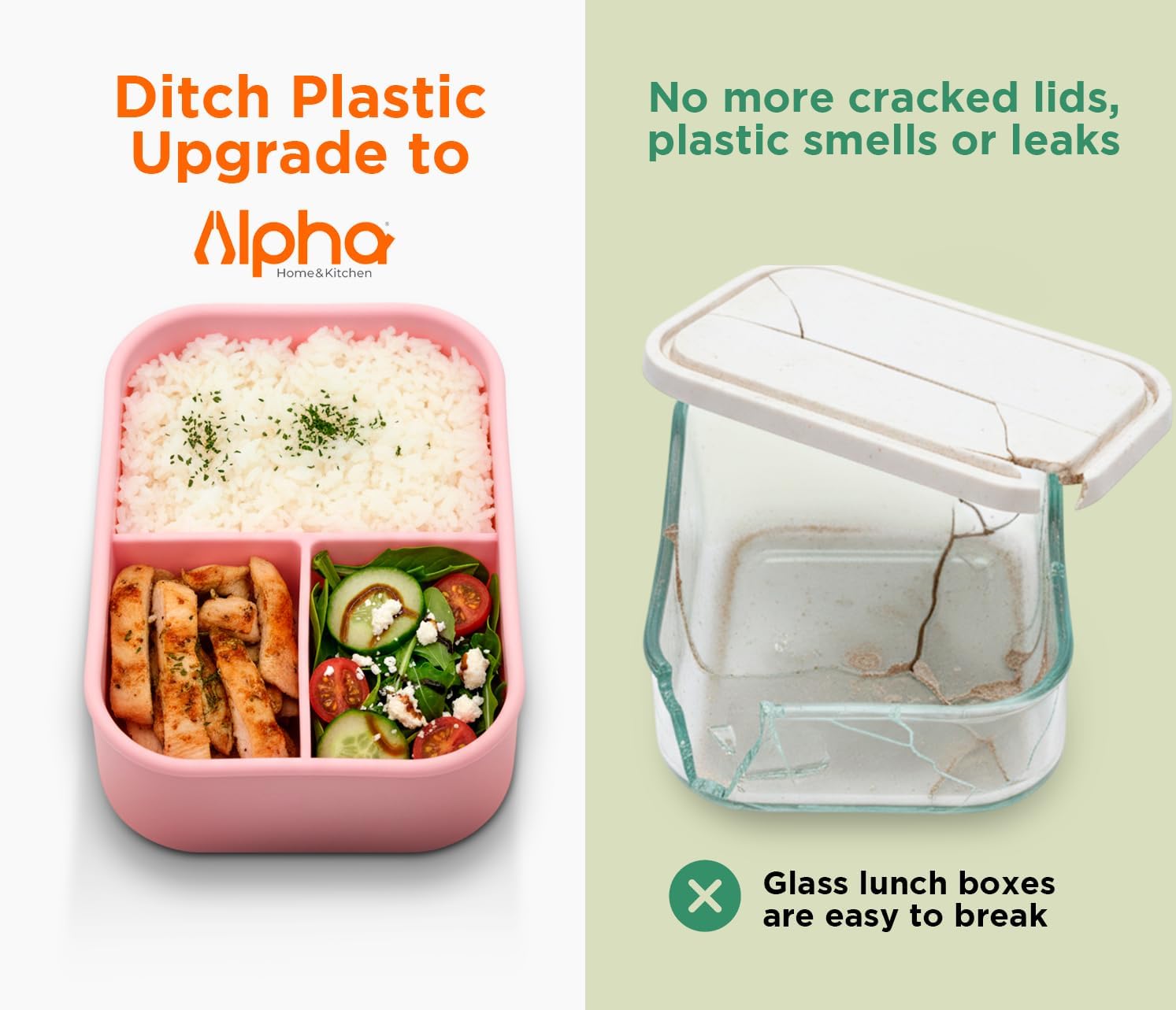 3 Compartment Silicone Bento Box for Kids – BPA Free Snack Container, Leak-Resistant School Lunch Box, Small Portions, Easy to Clean, Dishwasher Safe