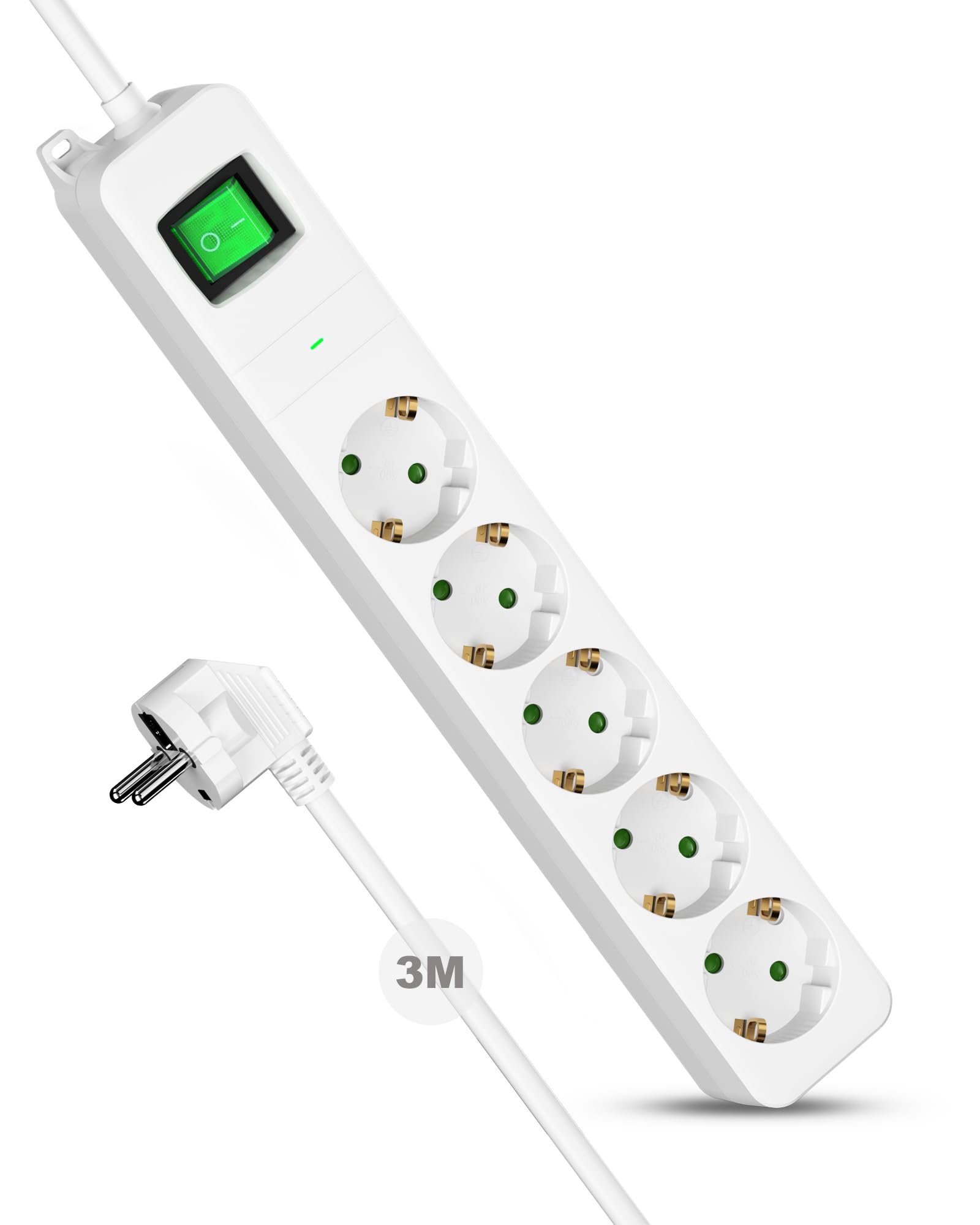 MANTO Mehrfachsteckdose Mit 5 Steckern & 6 USB - Universal Steckerleiste 2500W