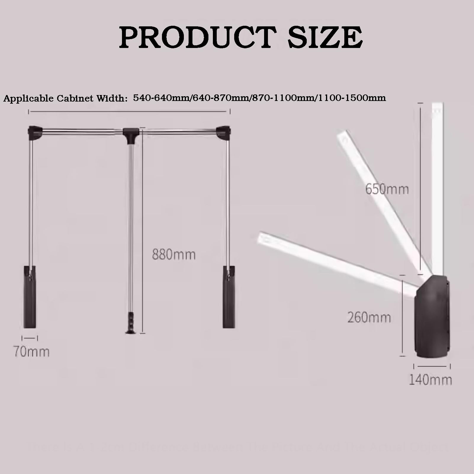 Binario e appendiabiti salvaspazio for una facile organizzazione armadio, stendibiancheria portatile(540-640mm)
