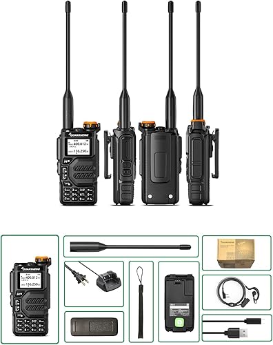 Vista 5 de QUANSHENG UVK5 AMFMDTMF walkie talkie 200 canales Tipo-C Carga Tres Frecuencias Recepción Walkie Talkie NOAA Pronóstico del tiempo, con Flash VOX