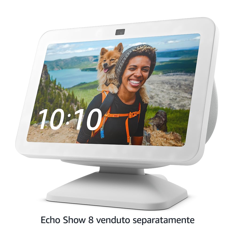 Supporto regolabile per Echo Show 8 (3ª generazione), con ingresso USB-C per la ricarica | Bianco ghiaccio