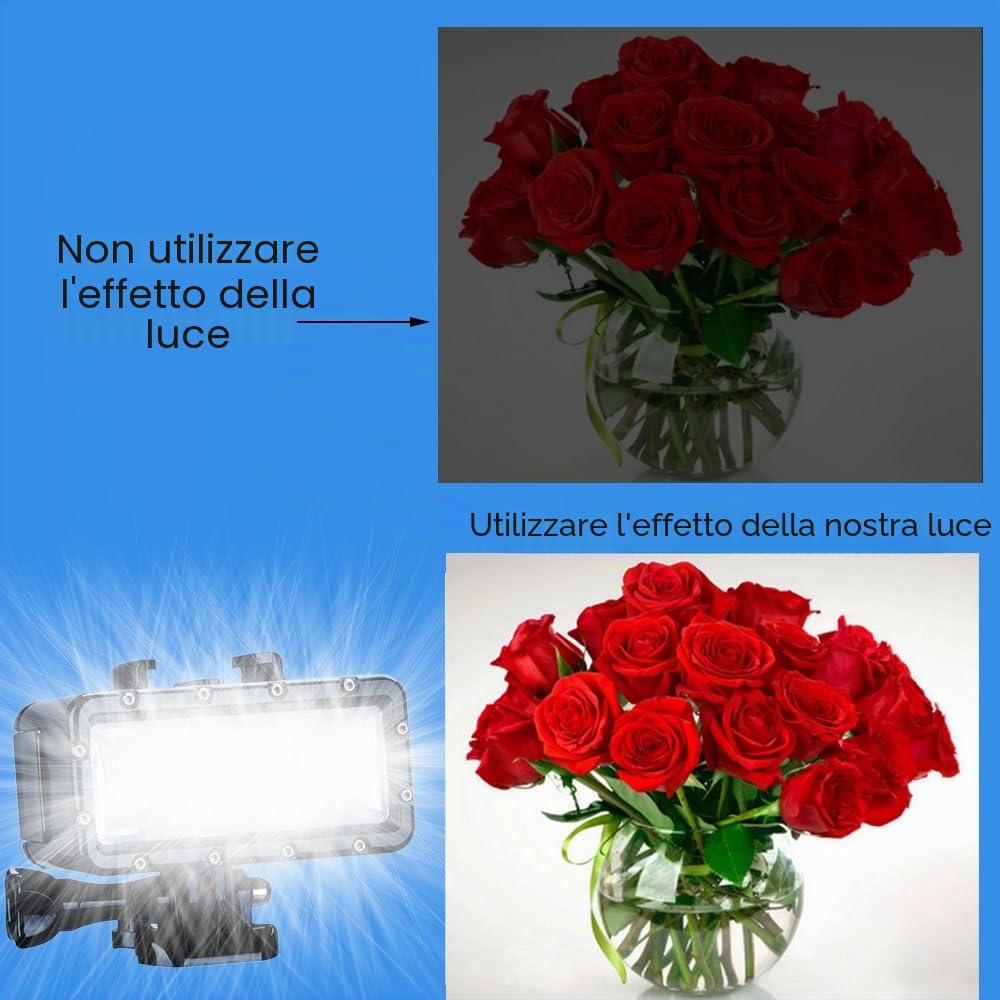 Suptig Diving light ad alta potenza dimmerabile impermeabile LED Video Light Fill Night Light Diving Subacquea Luce Impermeabile 45 m per Gopro Hero 13 Hero 12 Hero 11 Hero 10/9/8/75/6/4/Action Cam