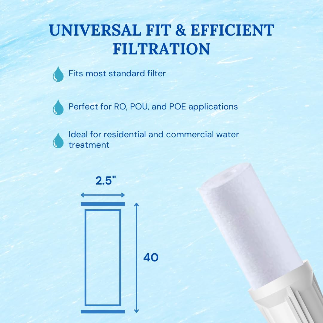 Baleen Filters 40" x 2.5" 25 Micron Depth Sediment Filter Cartridge Replacement for HDX SBC-25-4025, Shelco MB25-40, Pentek PD-25-40 (20 Pack)