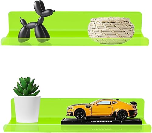 Miniatura 5 de ROYALITA Pequeños estantes acrílicos montados en la pared, juego de 2, 12 pulgadas, estantes de exhibición de plantas para colgar en la pared,