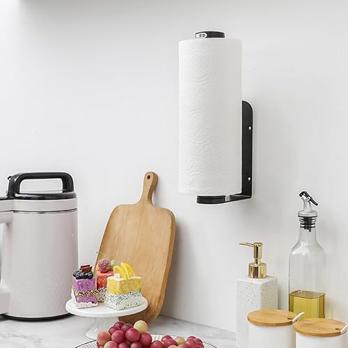 Miniatura 4 de theaoo Soporte para toallas de papel para debajo del gabinete para cocina, fácil de rasgar con una sola mano, perilla de liberación rápida para