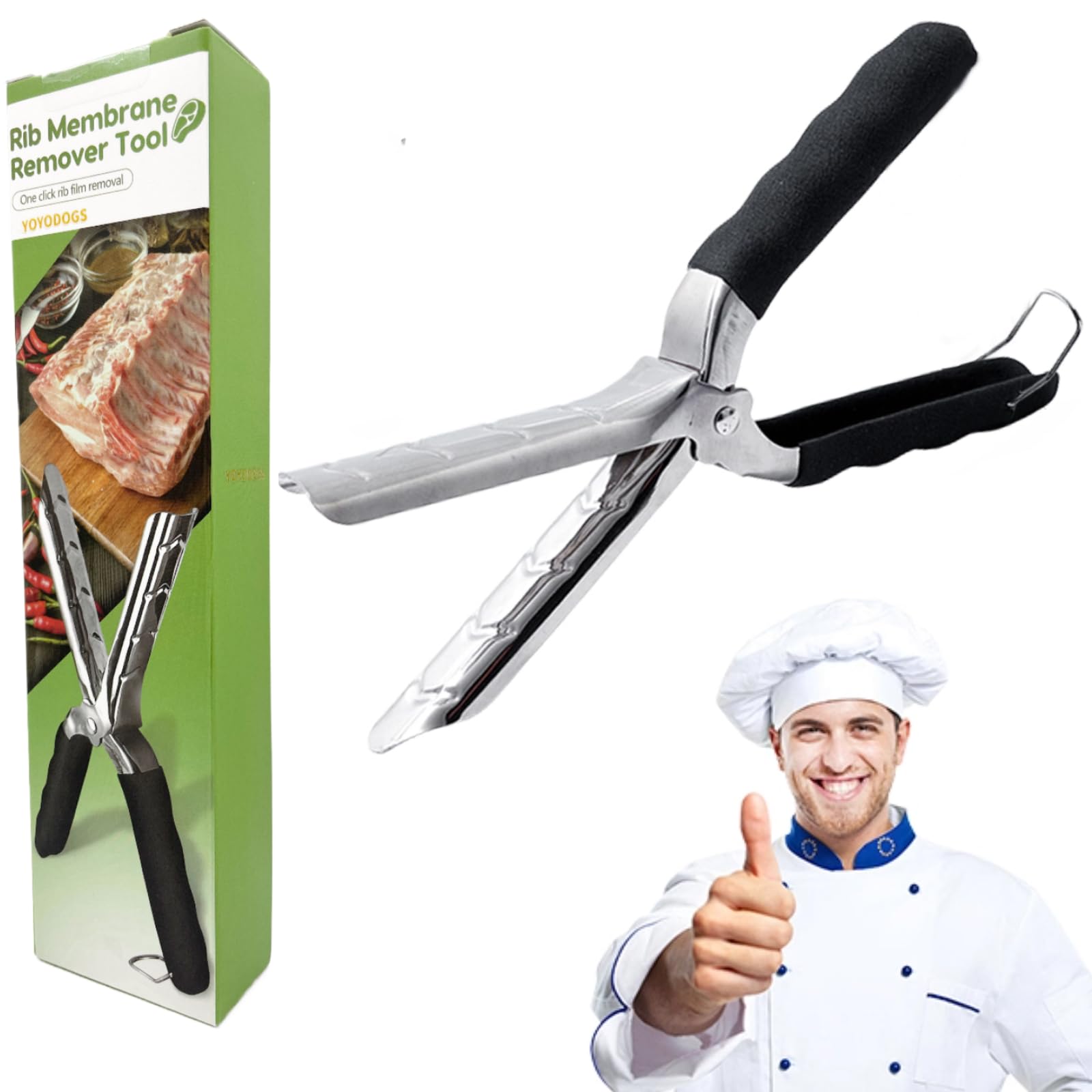 Ribs Membrane Removal Tool Stainless Steel Rib Pro Prep Shrimp Deveining Tool,Kitchen Gadget Ribmem Pro Skinner For Bbq Enthusiasts And Grill Master