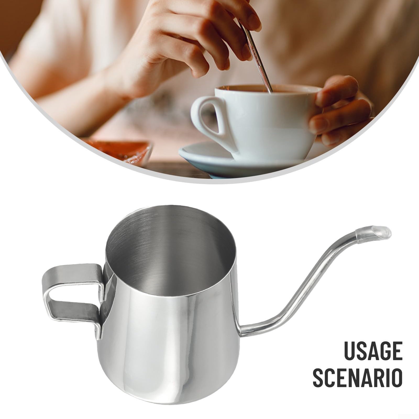 Hervidor de acero inoxidable 304 con cuello de cisne para café de goteo a mano, perfecto para uso doméstico y exterior (plateado, 250 ml)