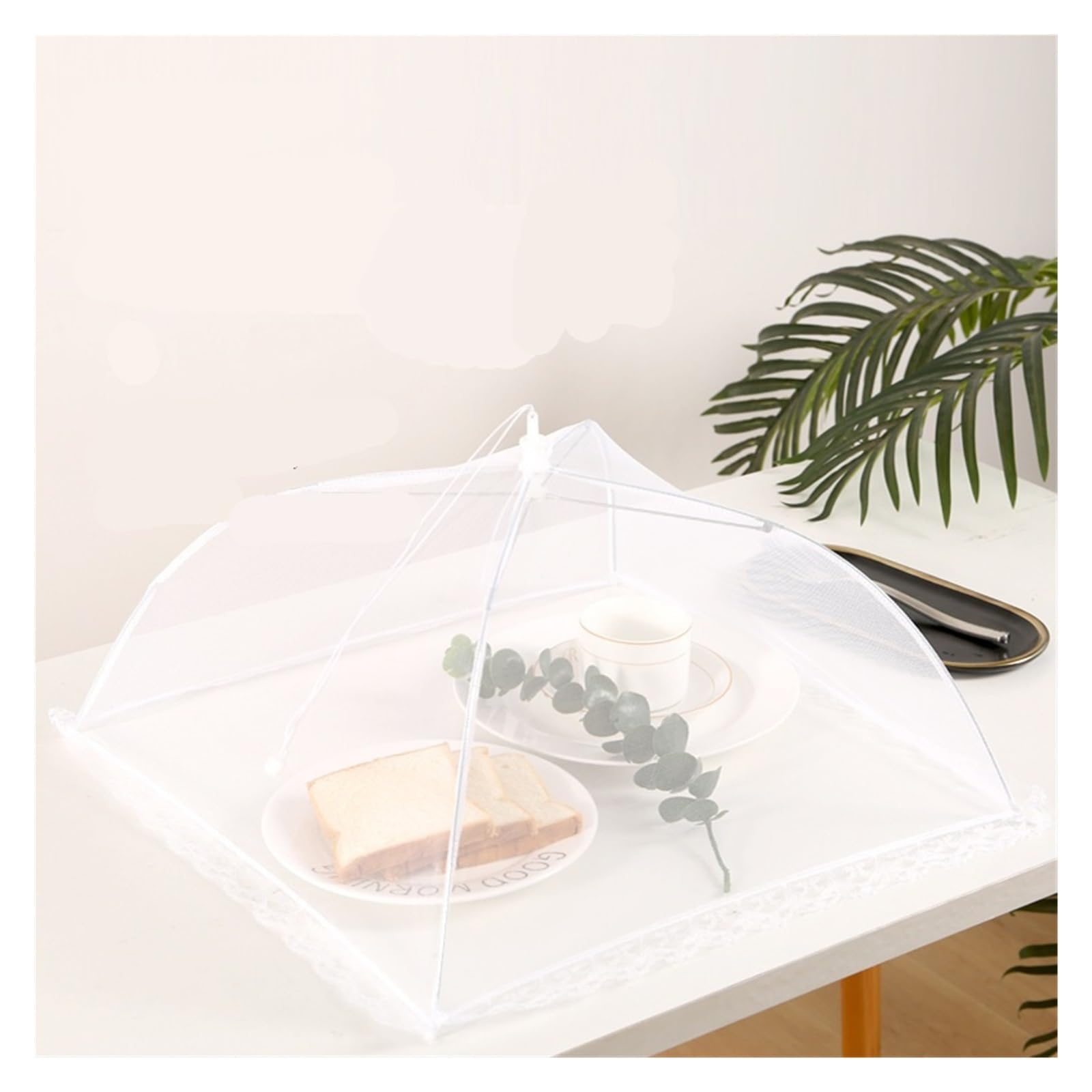 Netzabdeckung für Lebensmittel, Mesh-Abdeckung for Lebensmittel, faltbar, for Esstisch, Moskitozelt, Regenschirm, Küche, Aufbewahrung, Weiß, 1/2 Stück(2pcs)