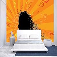 Vista 1 de BBING COLOR 55x30 pulgadas Mural de pared, arcoíris con notas musicales Cloudscape Cartoon Fun Artwork Symphony Sky Peel and Stick papel pintado