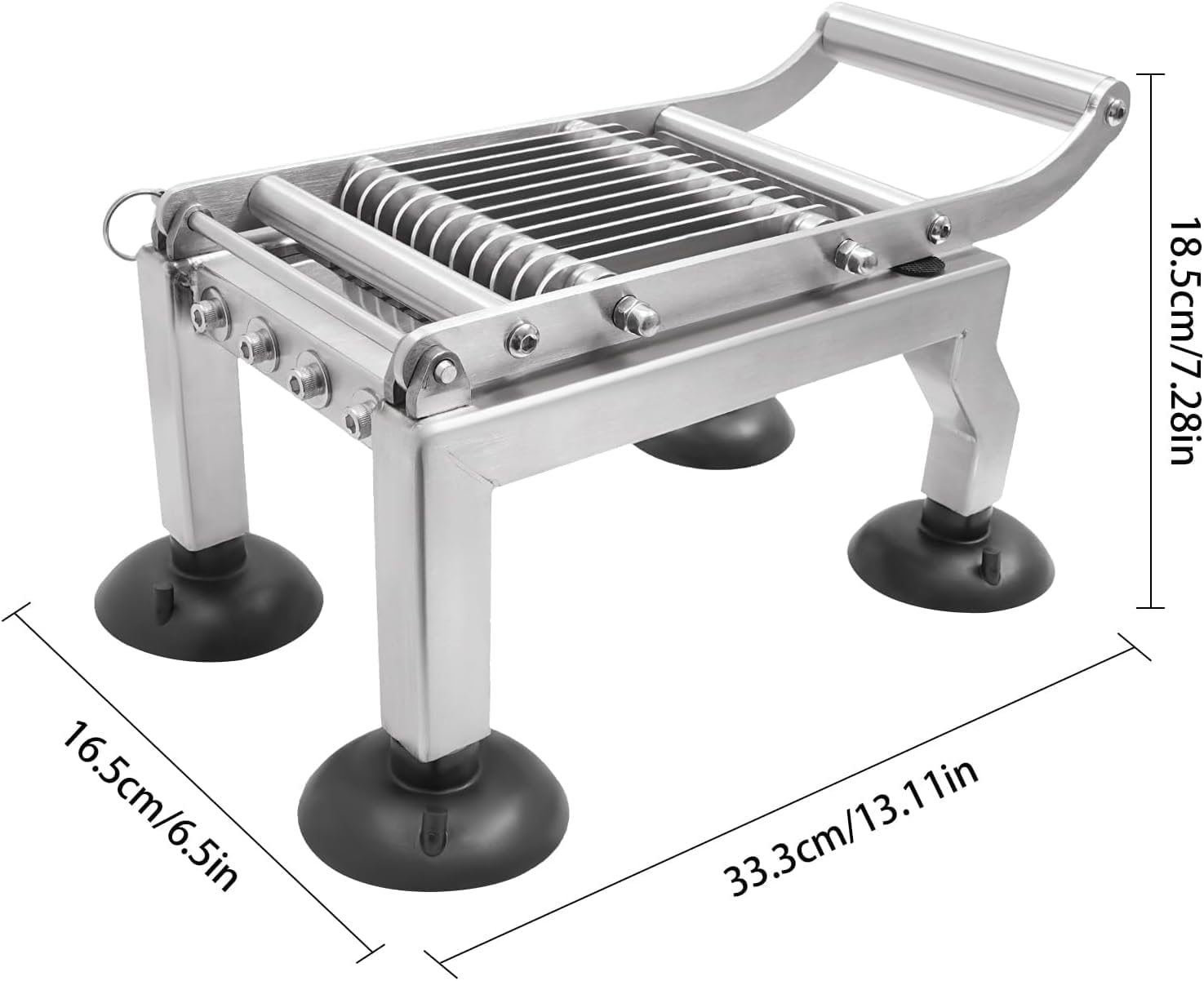 Professioneller Manueller Tomatenschneider, Gemüseschneider Aus Edelstahl Mit Einstellbarer Schnittstärke, Mit 4 Rutschfesten Saugnäpfen, Schnittstärken 5 Mm/10 Mm/15 Mm Für Gurken, Zwiebeln