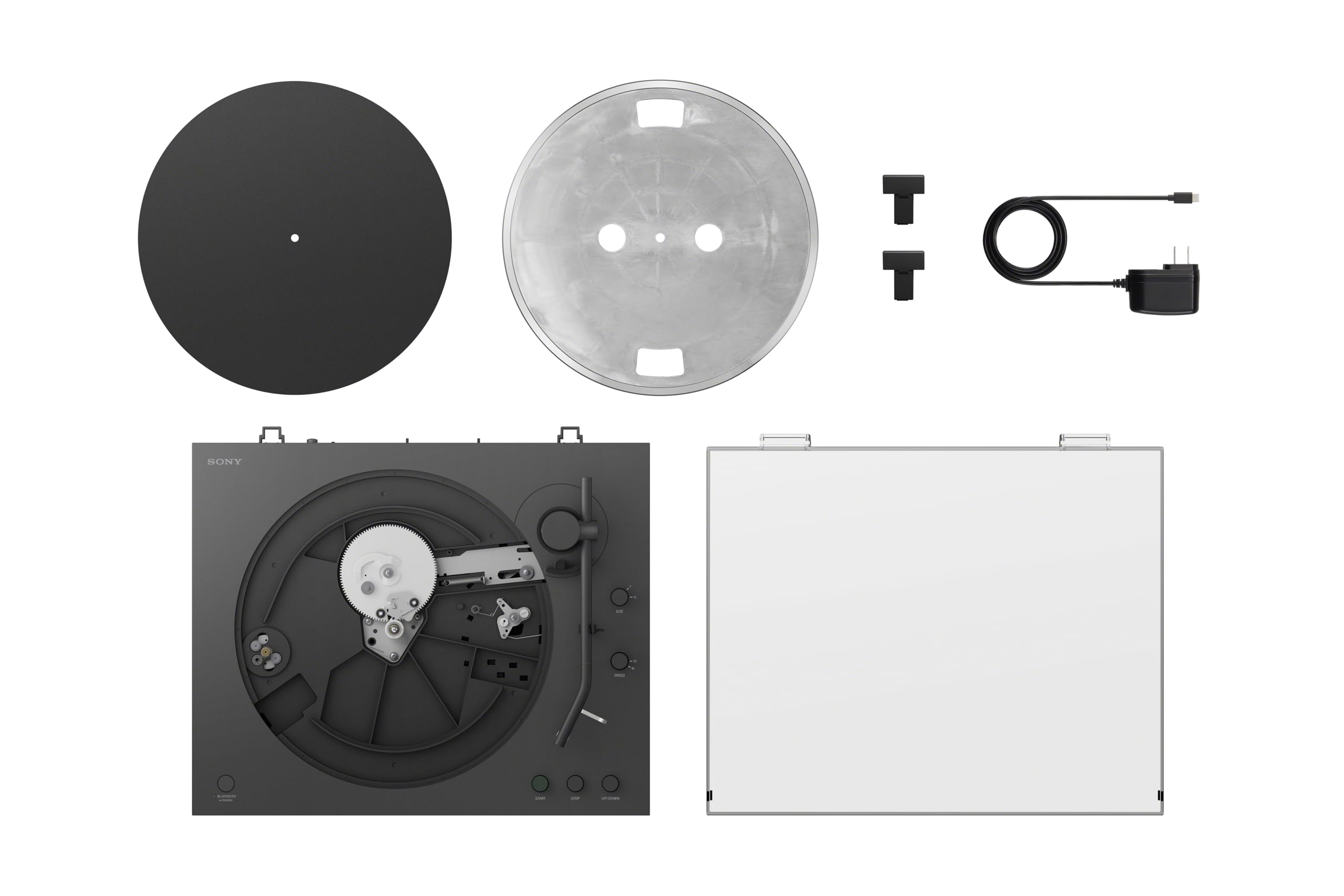 Sony PS-LX3BT kabelloser Bluetooth-Plattenspieler mit vollautomatischer Wiedergabe, Hi-Res Audio, Riemenantrieb, integriertem Phono-Vorverstärker, 2 Geschwindigkeiten und Staubschutzhaube – Schwarz