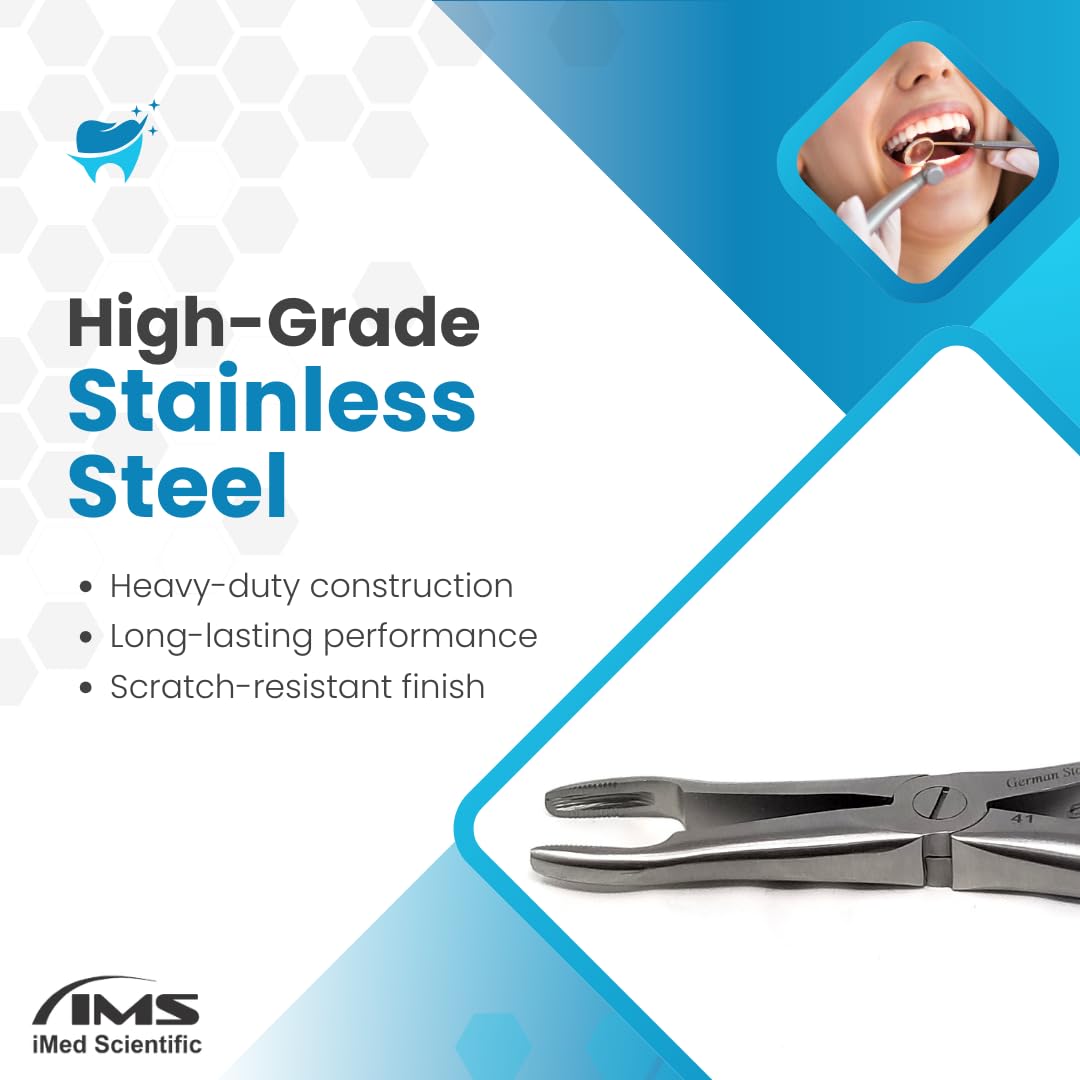IMEDS Dental Extracting Forceps #41 with Serrated Beaks Lower Molar Tooth Extraction German Stainless Steel Tools Comes in Gold Handle