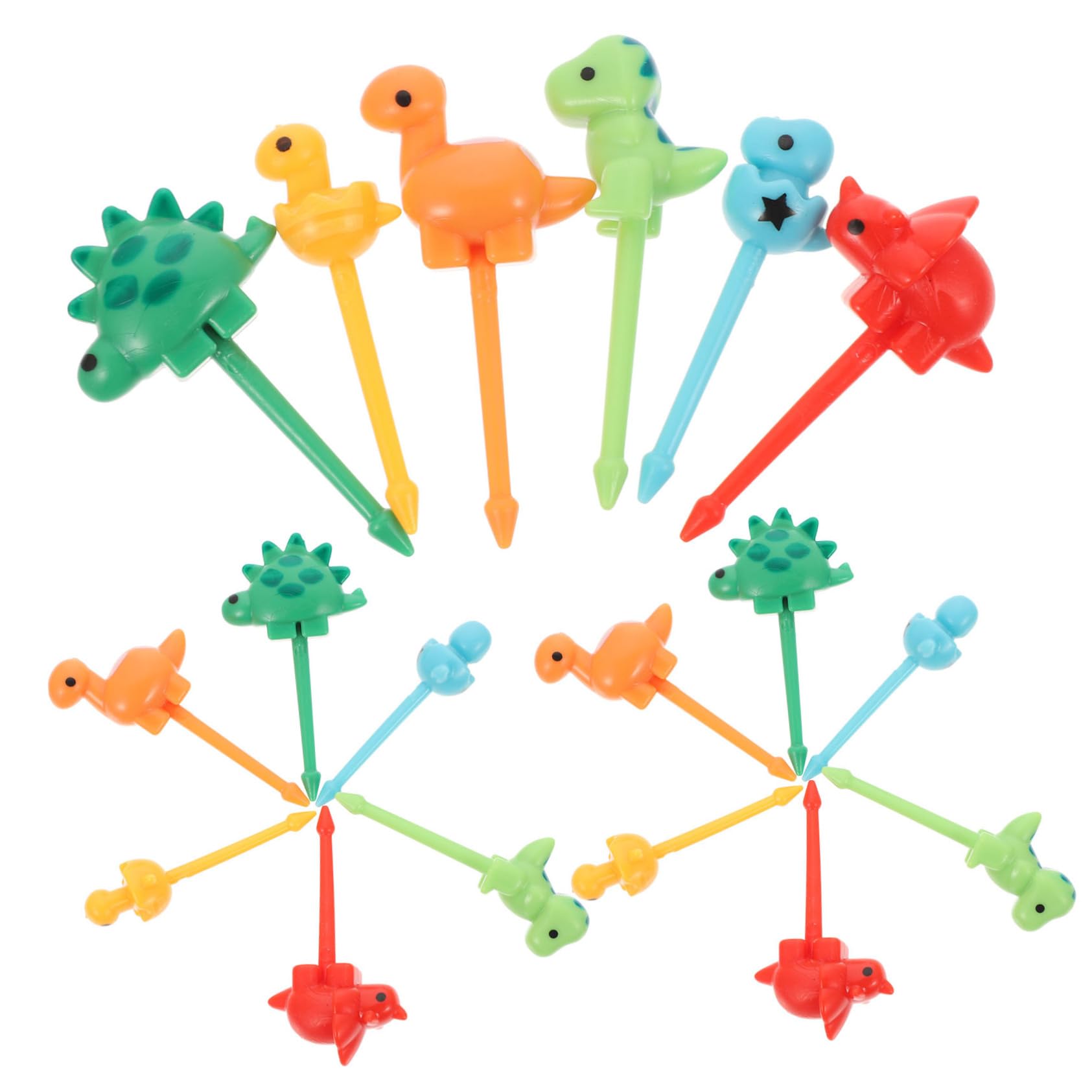 Unomor 18Pcs Cartoon Dinosaur Food Picks Cute Animal Fruit Picks for Parties Decorative Forks for Snacks Desserts Bento Lunches Random Colors for Dino Themed