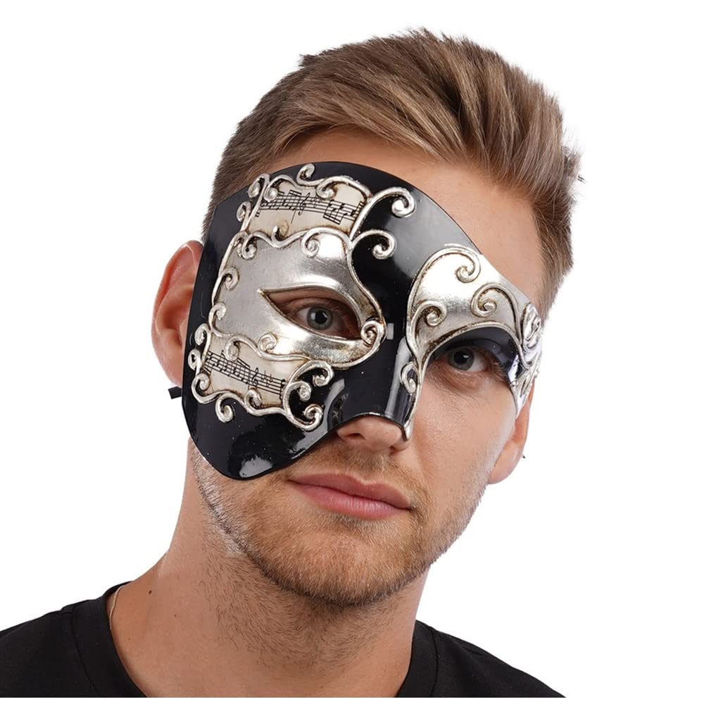 Stylex Classic Venetian Eye Mask Long Nose Jester Half Face Phantom Fancy Dress Accessories (Black Half Mask)