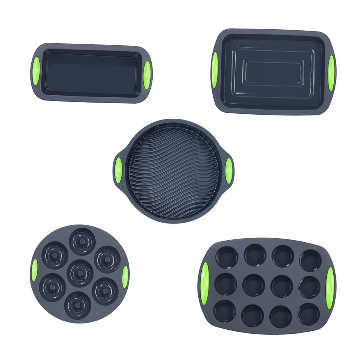 jojofuny 5 Moldes de Silicona para Repostería 5 Piezas Gris, Resistentes al Calor y Frío, Kit para Hornear Pasteles y Pan Casero, Utensilios Prácticos para Cocina Doméstica y Repostería
