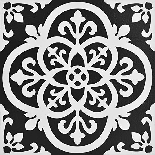 FloorPops FP2475 Gothic Peel & Stick Floor Tiles, Black