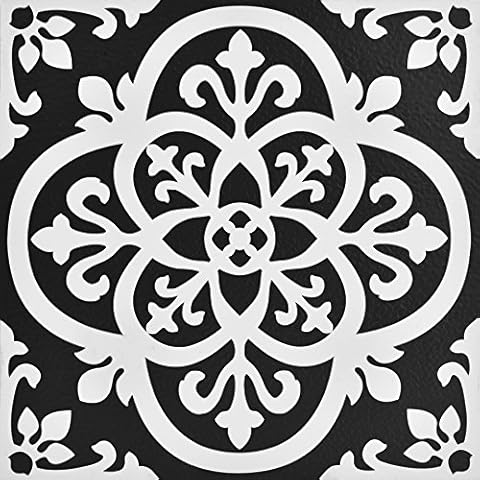 WallPops FP2475 Gothic Peel & Stick Floor Tiles, Blacks, Set of 10 Piece, 12 x 12 inches Cover