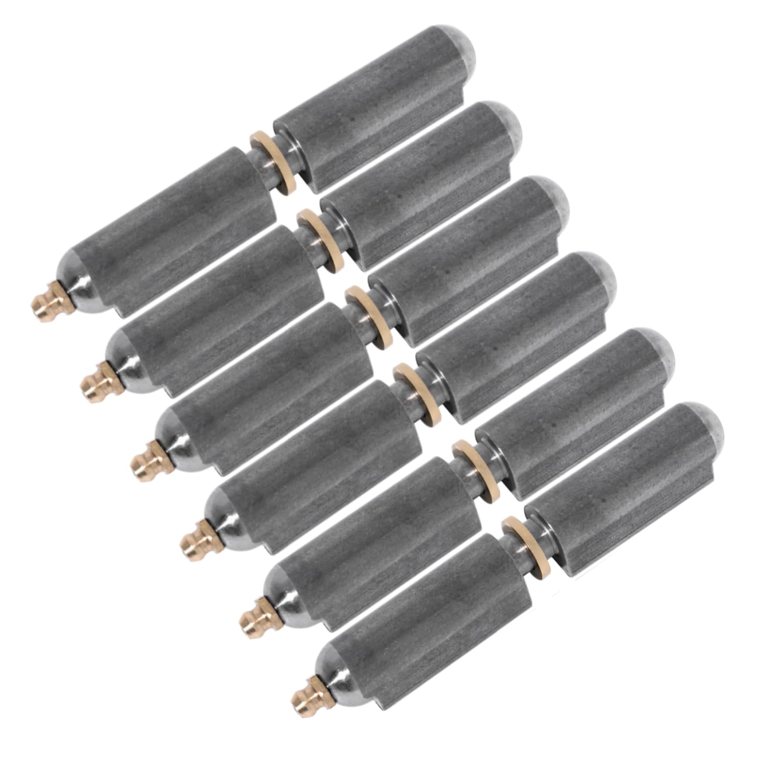 6PCS 6 Inch Heavy Duty Weld On Barrel Hinges, Carbon Steel Bullet Hinges with Brass Bushing & Grease Zerk, Rustproof for Gates, Trailers, BBQ Smokers