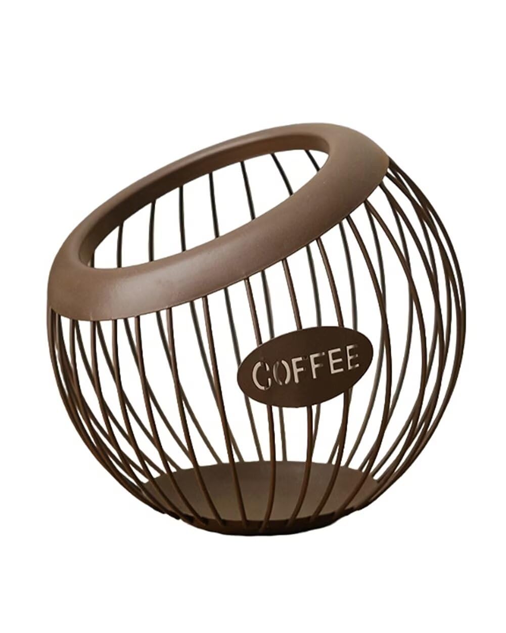 Coffee Pod Holder Large Capacity Coffee Pod Storage Metal Kitchen Countertop Organizer for Home Office Brown A