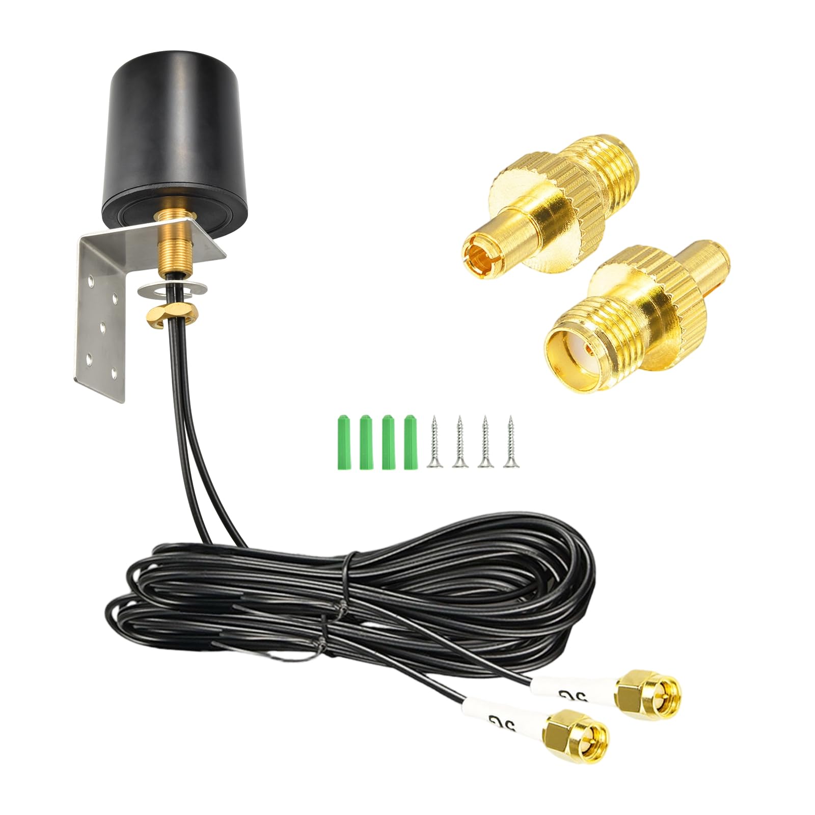 Antenne MIMO 5G 4G LTE 600-6000 MHz Antenne 5 dBi Omnidirectionnelle Extérieure avec Câbles BMR200 SMA Mâle 5M et Adaptateurs TS9 pour Routeur Passerelle Modem WiFi IoT ISM