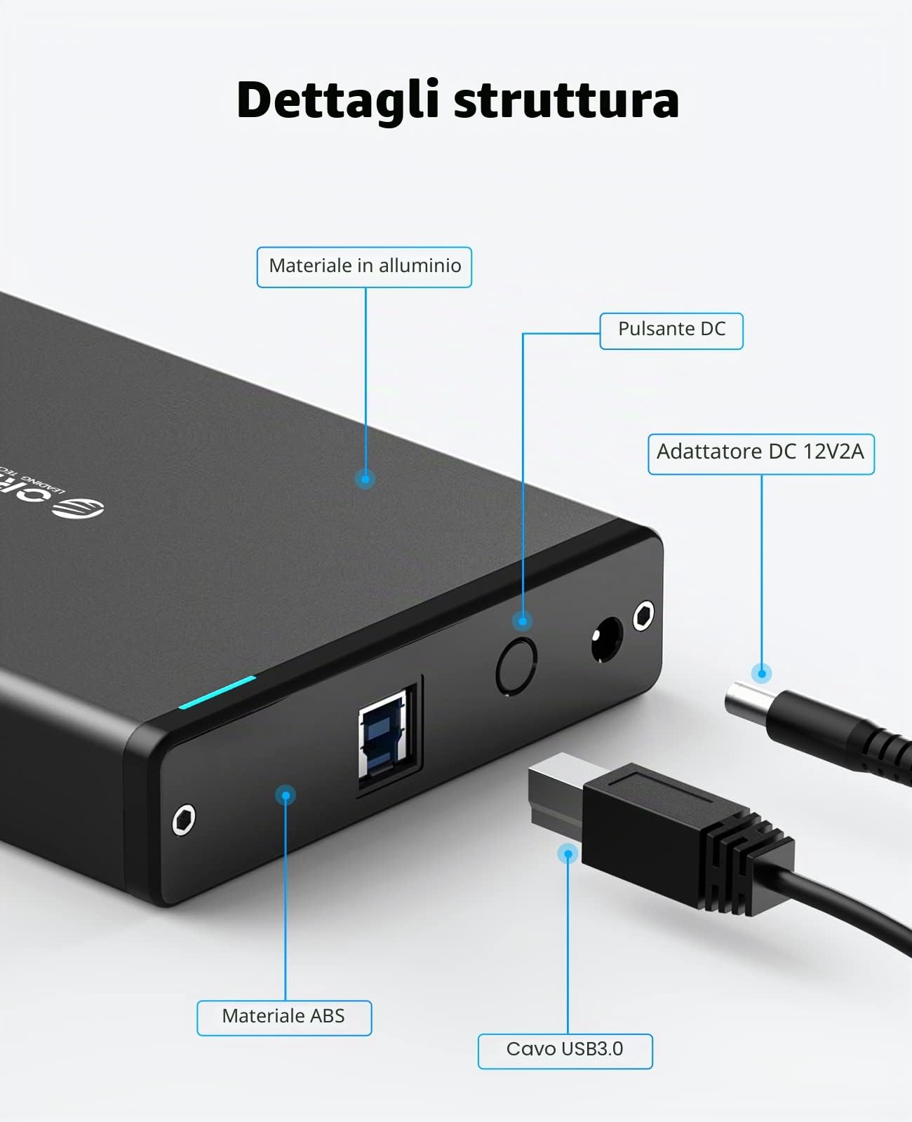 ORICO Custodia Esterna Disco Rigido da 3,5 Pollici con Telaio Rimovibile, USB 3.0 a SATA 3.0 per SATA / HDD / SSD Supporto 16TB e UASP,Viti di Blocco,Alluminio(Nero 7688U3)