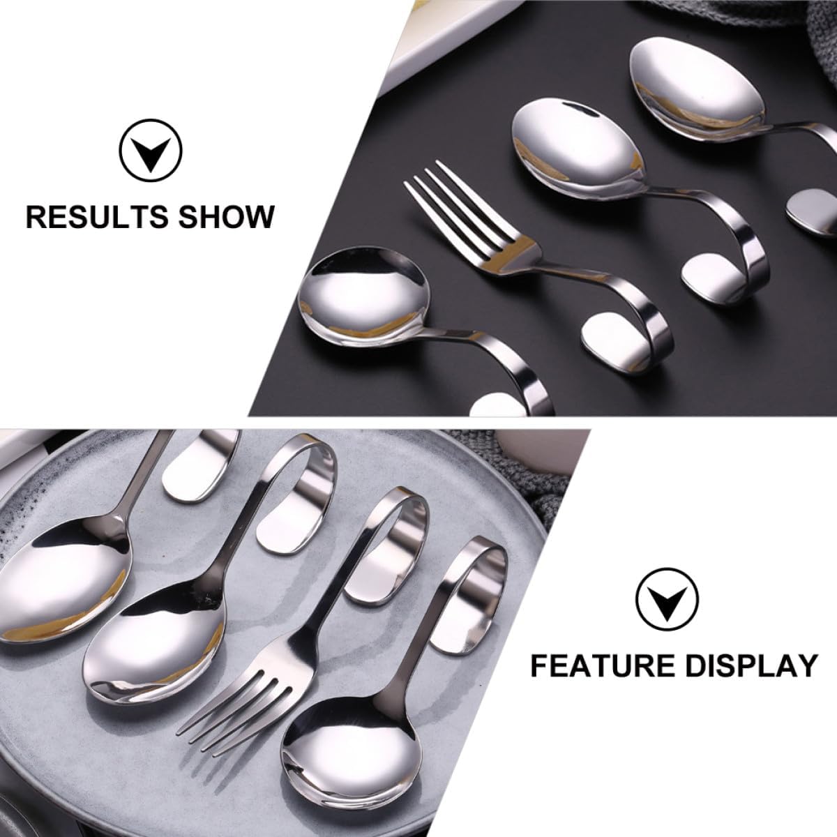 6pcs Stainless Steel Curved Handle Salad Forks Fruit Dessert Fork Set for Home Dining and Entertaining