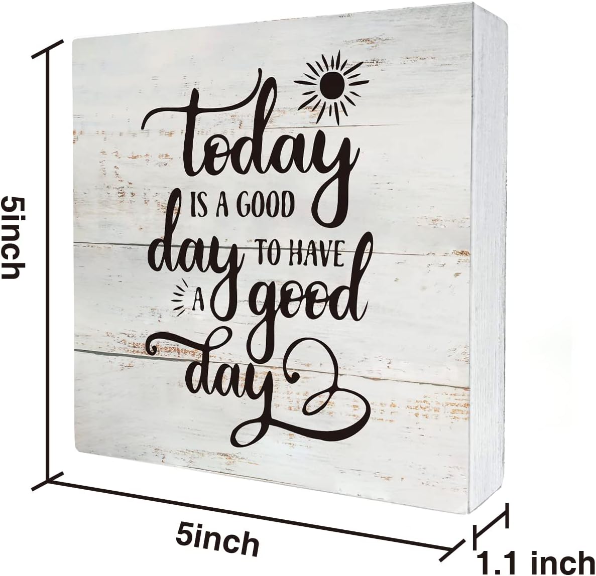 Rustic Motivational Good Day Wood Box Sign Today Quote Wooden Box Sign Farmhouse Home Office Desk Shelf Decor (5 X 5 Inch) - Image 2