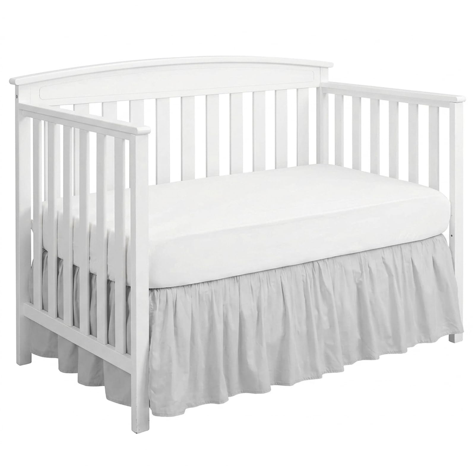 Monwssoe Bed Skirts Valances, Crib Bed Skirt 28 x 52 9 inch Baby Crib Skirt with 14 inch Ruffle Drop Polyester-Cotton Cribs Dust Ruffle for Boys Girls Nursery Toddler Light Grey
