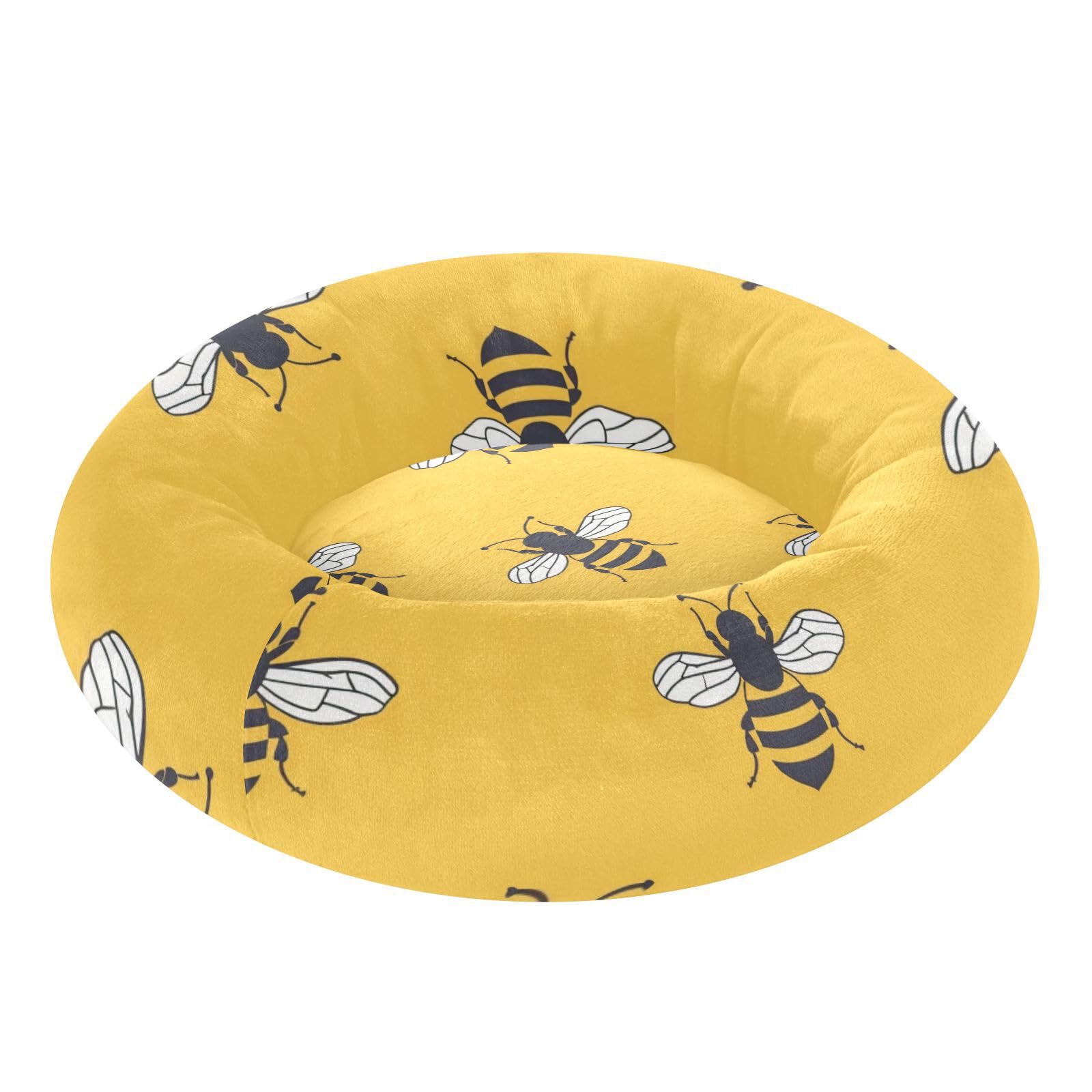 Lit chaud et doux pour chat Yellow Bees Taille S isolant contre le froid de l'hiver