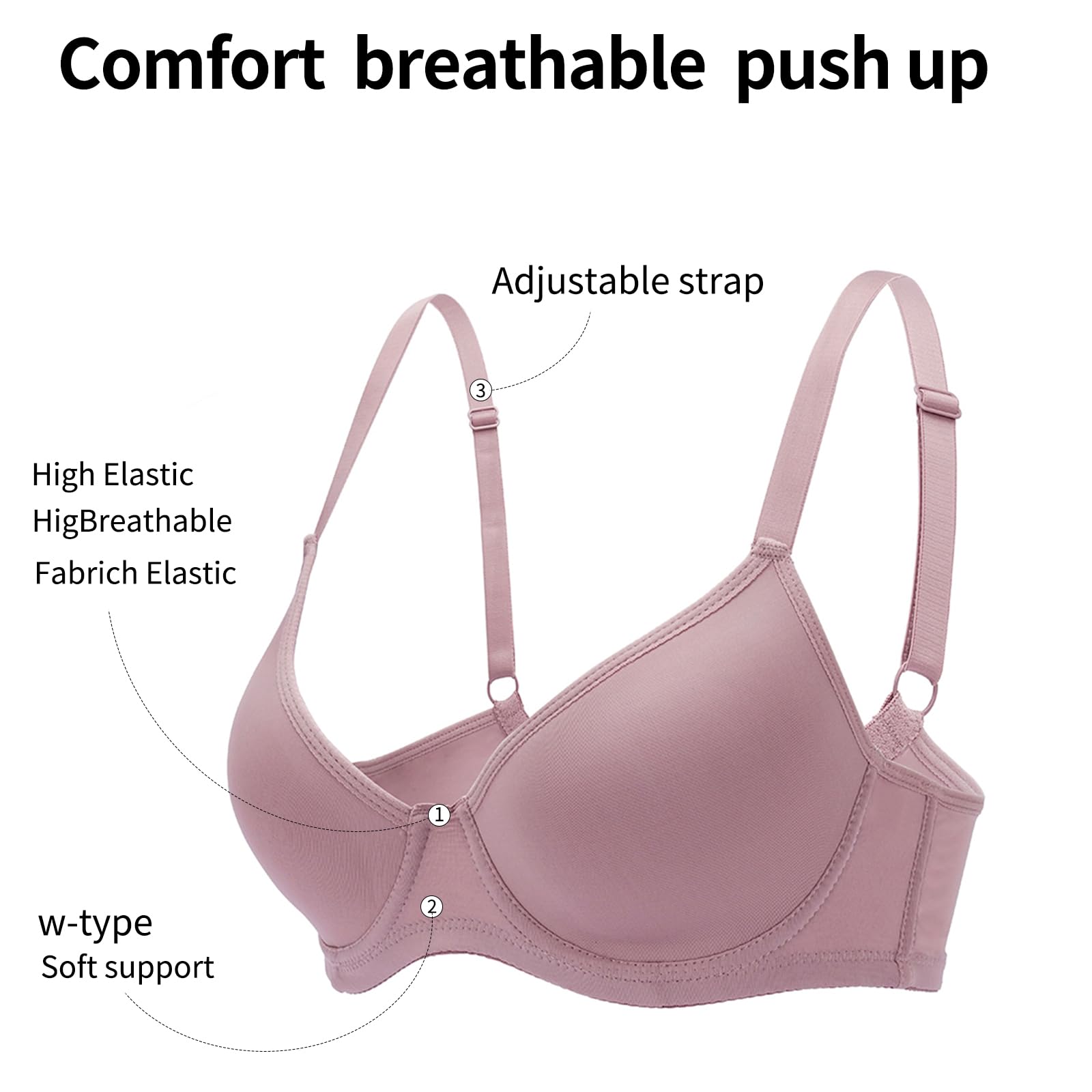 Confezione da 6 reggiseni da donna reggiseno push up per donne comodi reggiseni per tutti i giorni lingerie