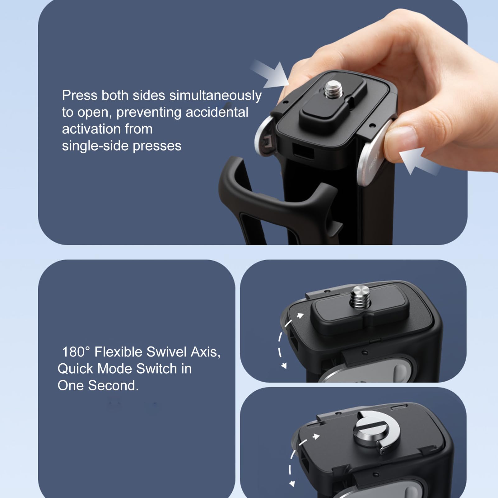 Bewinner ‌Poignée D'appareil Photo Pliable 3 en 1 |Poignée Convertible/trépied/étui de Rangement, Charge 500 G, Verrouillage à Double Pression et en Cuir pour Modèles X4/X5