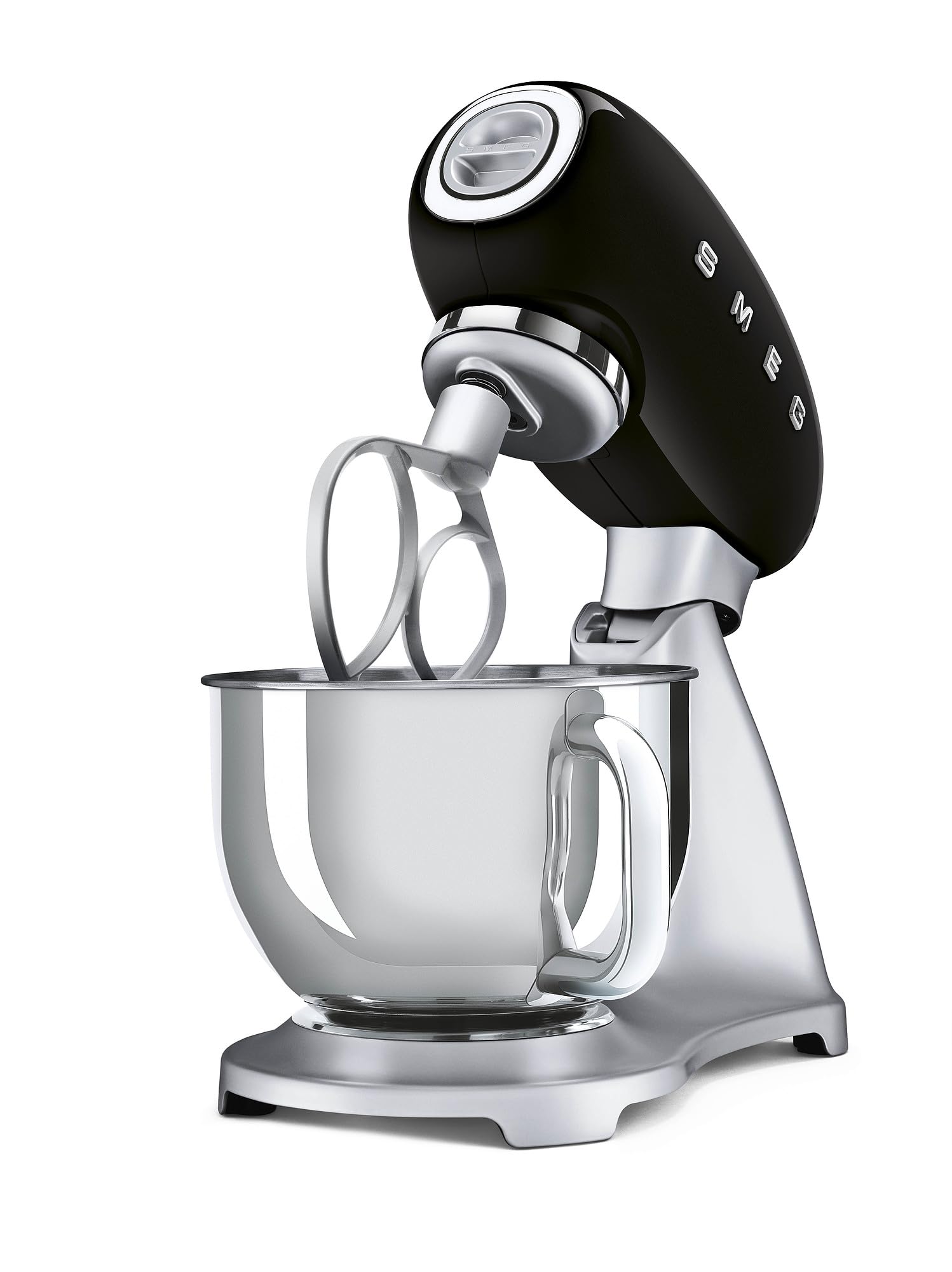 Smeg, Robot Pâtissier SMF02BLEU, 10 Niveaux de Vitesse, Fonction Mise en Marche Progressive, Bol 4,8 L, Verrouillage Moteur de Sécurité, Batteur Plat, Crochet et Couvercle Fournis, 800W, Noir
