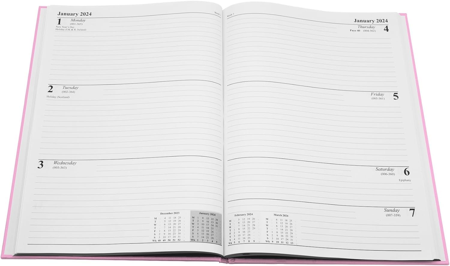 Top Sale 2025 A5 Week To View Yearly Diary with Hard Cover and Matching Ribbon Marker Light Pink - Image 3