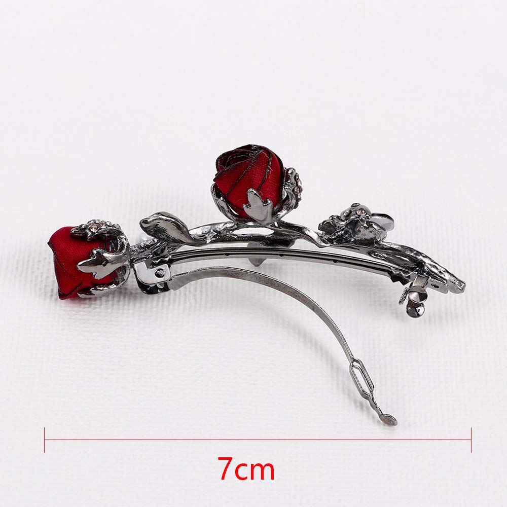Vintage silver rose hair barrette Rose Barrette, Molded Roses, Vintage Barrette, Pressed Metal  main image 2