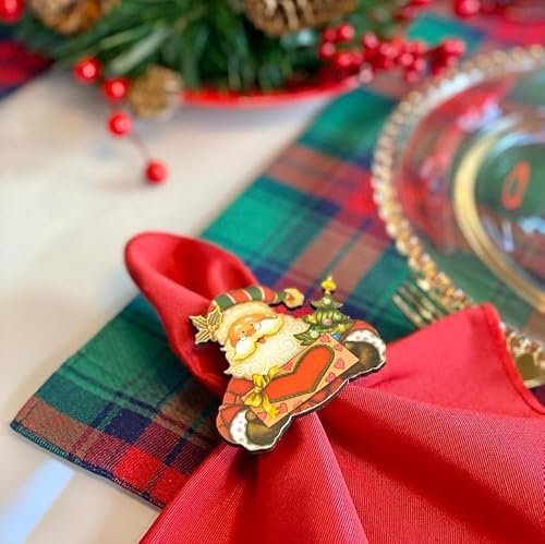 Kit Jogo Americano Completo Xadrez de Natal Natalino Guardanapos e Porta Guardanapos (6 LUGARES)