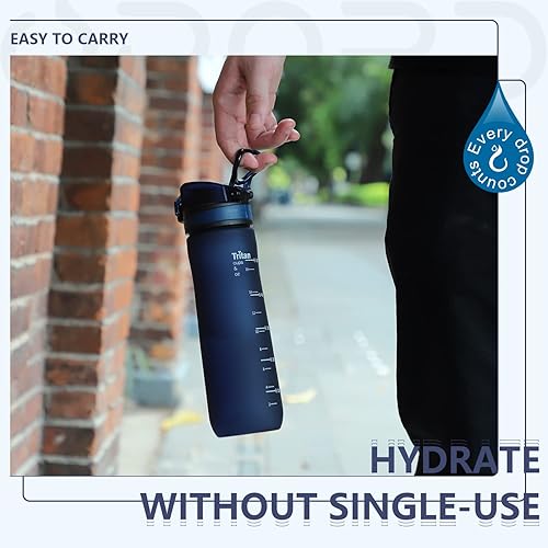 Miniatura 5 de Opard - Botellas deportivas para agua, de 20onzas, sin bisfenol A (BPA), a prueba de fugas, de plástico tritán con tapa abatible