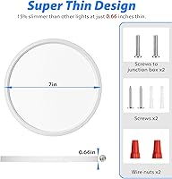 Vista 3 de Peasur 7 inch LED Ceiling Light, 3000K/3500K/4000K/5000K/6500K Adjustable Flush Mount Light Fixture,1500LM 15W Thin White Round Lamp for Hallway