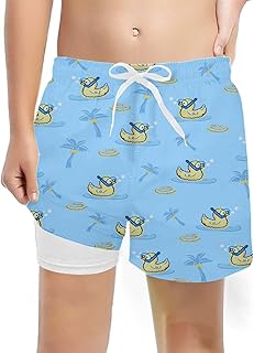 Bañador para Niño Ropa de Bóxer Secado Rápido con Forro 2 en 1 Compresión Pantalones Cortos Playa Bañadores Niños Natación 8-13 Años