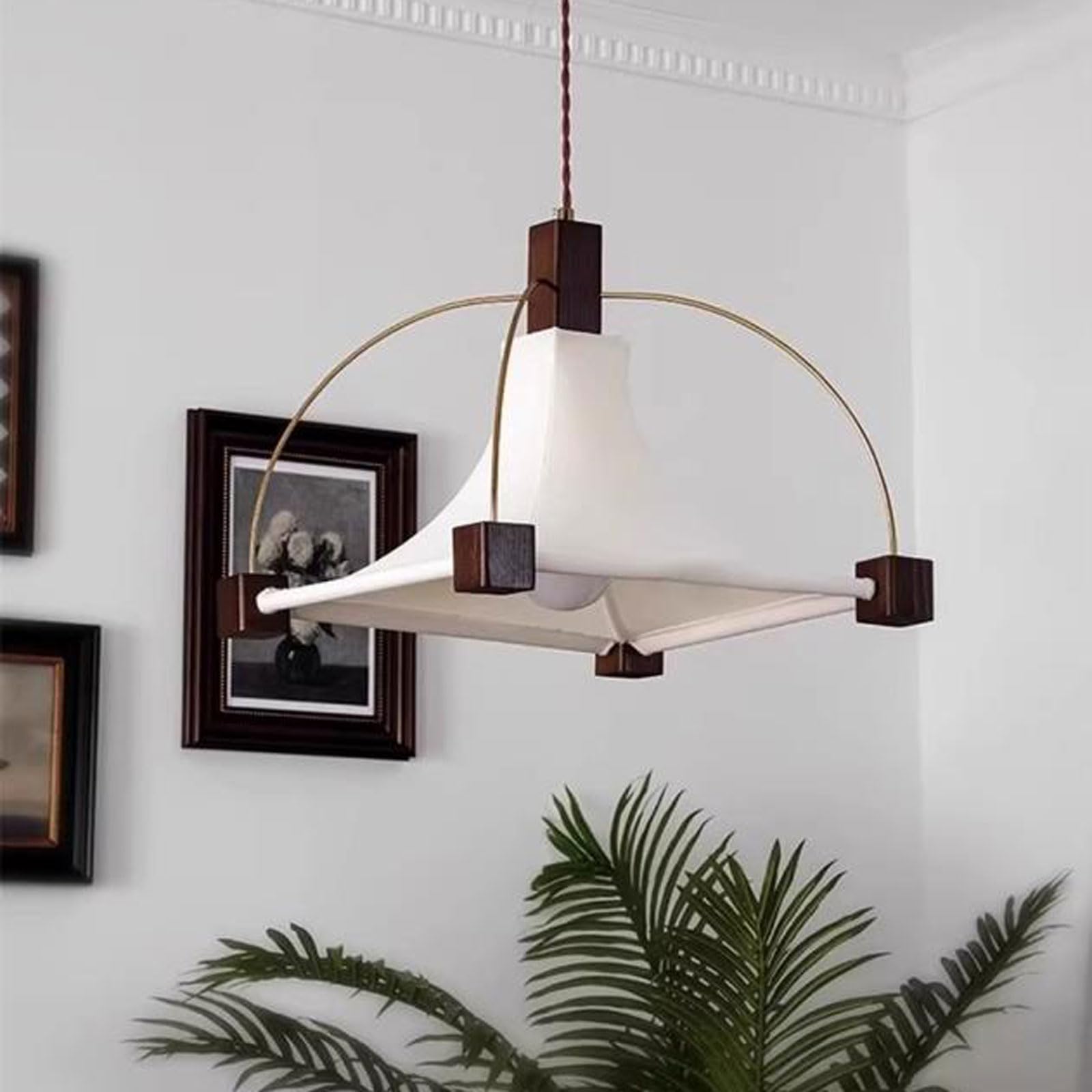 19,69-calowa lampa wisząca do salonu z materiału, kreatywna, w kształcie namiotu, E26, ciepłe światło, regulowana, odpowiednia do gabinetu, herbaciarni, kuchennej wyspy