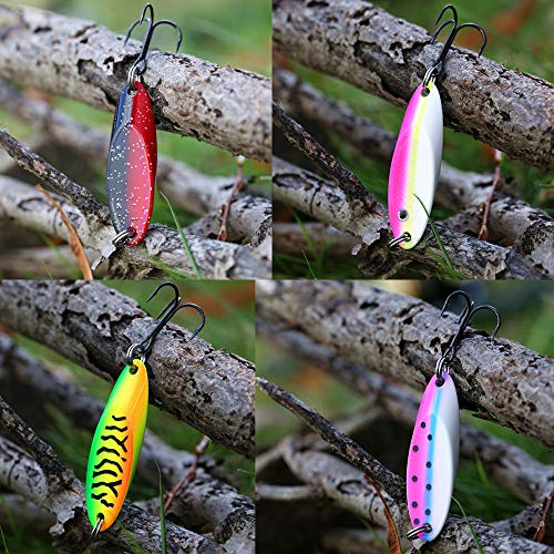 image for SUNMILE Fishing Spoons Lure with VMC Treble Hooks Casting Metal Fishin