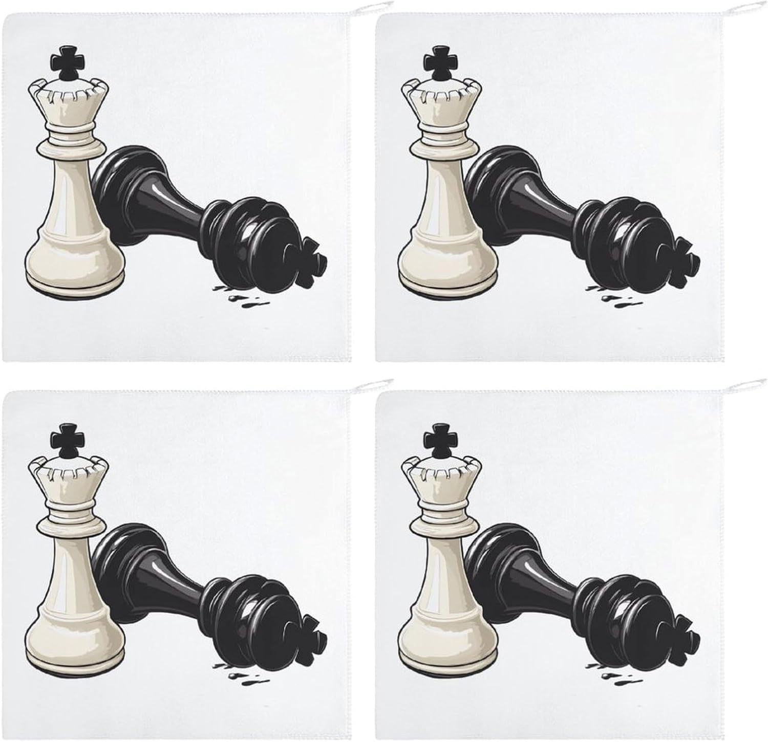 Funny Chess Player Towel Hand Towels Decorative Towel for Bathroom Kitchen Shower Gym 4PCS